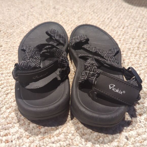 Viakix Sport Sandal Womens Size 6 Black Hiking Outdoor Toe Loop Strappy - Picture 3 of 7